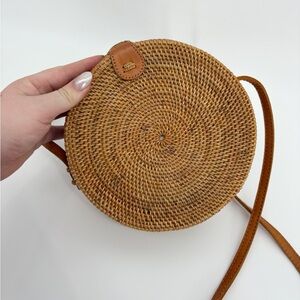 Straw Studios Round Hand Woven Crossbody Bag